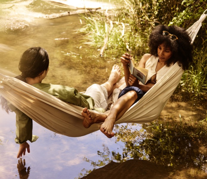 Two people in hammock